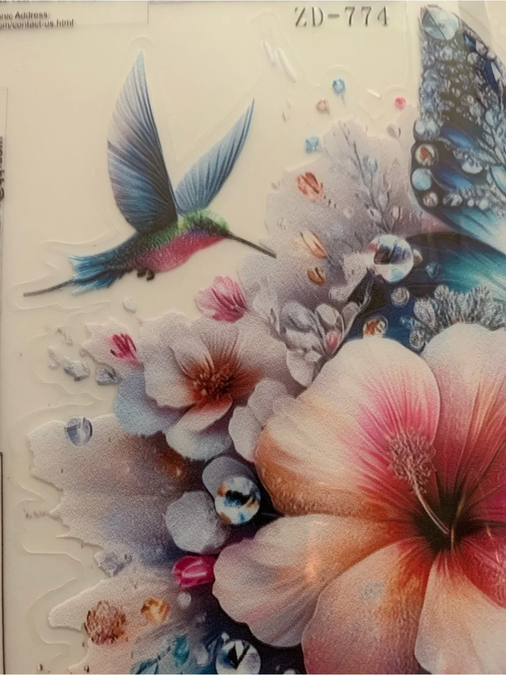 Butterfly And Floral Vinyl Sticker - Vibrant Blue and Pink